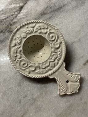 Embossed Cream Ware Tea Strainer Over The Cup 1970s Strain Tea Leaves